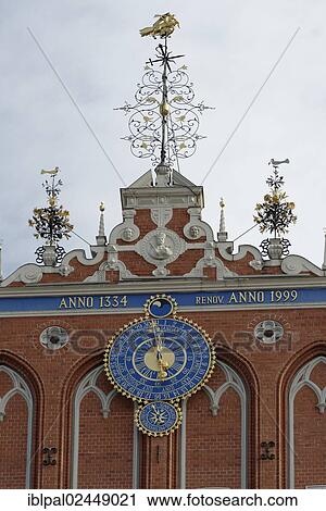 "Clock on House of the Blackheads, Town Hall Square, historic town centre, Riga, Latvia, Europe" View Large Photo Image Stock Image - "Clock on House of the Blackheads, Town Hall Square, historic town centre, Riga, Latvia, Europe". Fotosearch