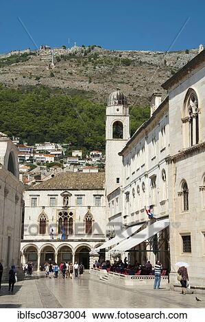 "Clock Tower and Sponza Palace, historic town centre, Dubrovnik, Dalmatia, Croatia, Europe" View Large Photo Image Picture - "Clock Tower and Sponza Palace, historic town centre, Dubrovnik, Dalmatia, Croatia, Europe". Fotosearch