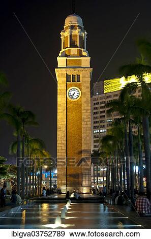 "Clock tower at night, Yau Tsim Mong, Hong Kong, Hong Kong, China, People's Republic of China, Asia" View Large Photo Image Stock Photo - "Clock tower at night, Yau Tsim Mong, Hong Kong, Hong Kong, China, People's Republic of China, Asia". Fotosearch
