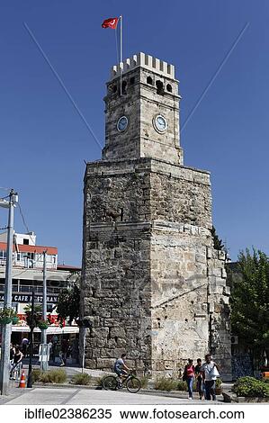 "Clock tower in the historic town centre of Antalya, Kaleici, Turkish Riviera, Turkey, Asia" View Large Photo Image Stock Photography - "Clock tower in the historic town centre of Antalya, Kaleici, Turkish Riviera, Turkey, Asia". Fotosearch