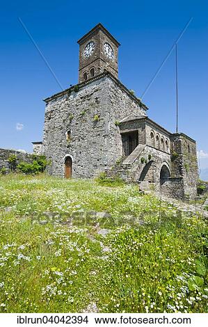 "Clock tower of the castle, historic centre, UNESCO World Heritage Site, Gjirokaster, Albania, Europe" View Large Photo Image Picture - "Clock tower of the castle, historic centre, UNESCO World Heritage Site, Gjirokaster, Albania, Europe". Fotosearch