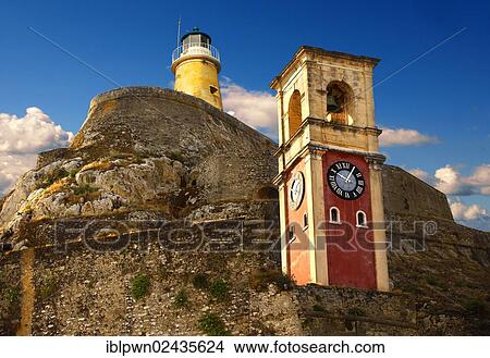 "Clock tower of the old citadel, Corfu, Ionian Islands, Greece, Europe" View Large Photo Image Picture - "Clock tower of the old citadel, Corfu, Ionian Islands, Greece, Europe". Fotosearch
