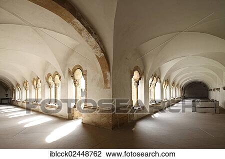 Stock Image - "Cloister, monastery of St. Mary and St. Theodore at Kaulberg, Carmelite Monastery, Bamberg, Bavaria, Germany, Europe". Fotosearch