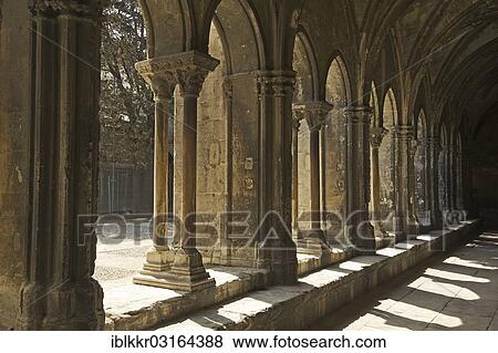Stock Photo - "Cloister of Saint Trophimus Cathedral, Arles, Departement Bouches-du-Rhone, Region Provence-Alpes-Cote d? ÇÖAzur d? ÇÖAzur, France, Europe". Fotosearch