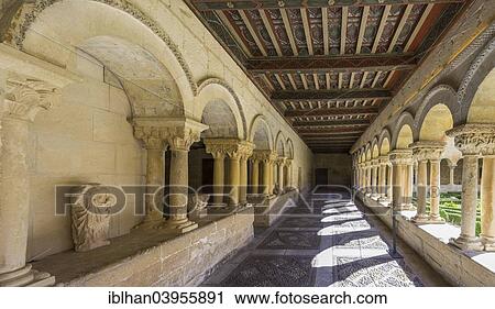 Stock Image - "Cloister of the Benedictine monastery of Santo Domingo de Silos, Castile and Leon, Spain, Europe". Fotosearch