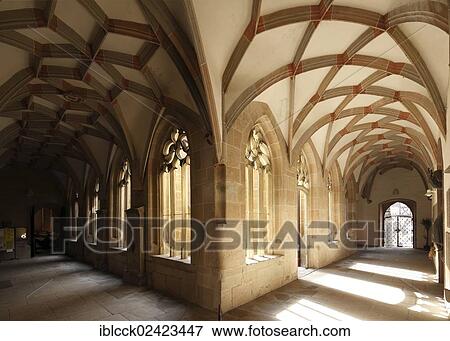 Stock Photo - Cloister of the Collegiate Church of St. Peter and Paul, Oehringen, Hohenlohe, Baden-Wuerttemberg, Germany, Europe. Fotosearch