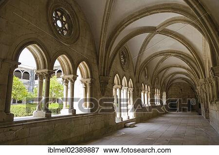 Stock Photo - "Cloisters, interior of Mosteiro de Santa Maria de Alcobaca, Alcobaca Monastery, Alcobaca, Oeste, Leiria District, Portugal, Europe". Fotosearch