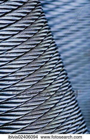 Close-up of coiled steel cable View Large Photo Image Picture - Close-up of coiled steel cable. Fotosearch