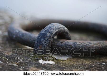 Stock Image - "Closeup of a mooring ring on the side of Bridgwater Quay, England, United Kingdom, Europe". Fotosearch