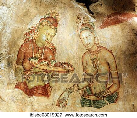 "Cloud Girls"""", petroglyphs, fresco, mural, painting at Lion Rock, UNESCO World Heritage Site, Sigiriya, Sigirija, Zentralprovinz, Sri Lanka, Asia" View Large Photo Image Stock Photo - "Cloud Girls"""", petroglyphs, fresco, mural, painting at Lion Rock, UNESCO World Heritage Site, Sigiriya, Sigirija, Zentralprovinz, Sri Lanka, Asia". Fotosearch