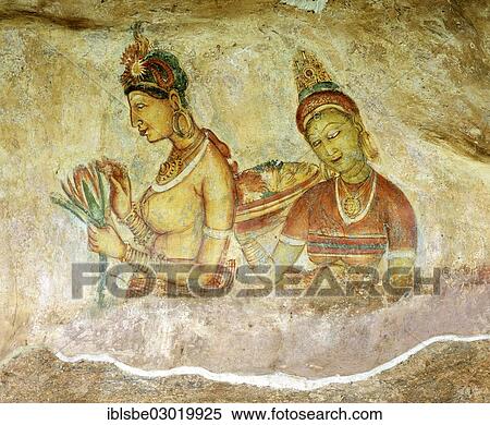 "Cloud Girls"""", petroglyphs, fresco, mural, painting at Lion Rock, UNESCO World Heritage Site, Sigiriya, Sigirija, Zentralprovinz, Sri Lanka, Asia" View Large Photo Image Stock Photography - "Cloud Girls"""", petroglyphs, fresco, mural, painting at Lion Rock, UNESCO World Heritage Site, Sigiriya, Sigirija, Zentralprovinz, Sri Lanka, Asia". Fotosearch