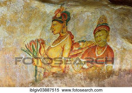 "Cloud Maidens, rock painting, fresco, mural at Lion Rock, UNESCO World Heritage Site, Sigiriya, Central Province, Sri Lanka, Asia" View Large Photo Image Stock Photography - "Cloud Maidens, rock painting, fresco, mural at Lion Rock, UNESCO World Heritage Site, Sigiriya, Central Province, Sri Lanka, Asia". Fotosearch