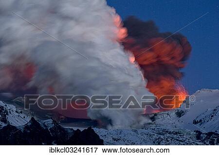 "Cloud of ash from Eyjafjallajoekull volcano and a vapour cloud from lava flow in the Gigjoekull glacier tongue, illuminated by an eruption in the crater, Eyjafjallajokull, Iceland, Europe" View Large Photo Image Stock Photo - "Cloud of ash from Eyjafjallajoekull volcano and a vapour cloud from lava flow in the Gigjoekull glacier tongue, illuminated by an eruption in the crater, Eyjafjallajokull, Iceland, Europe". Fotosearch