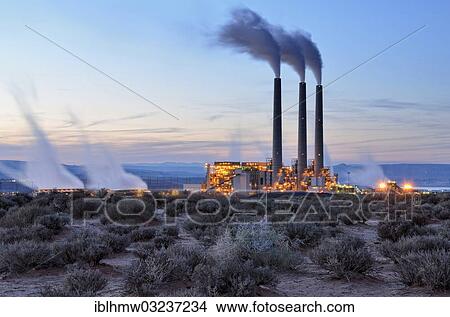 "Coal power plant, Navajo Generating Station, in the evening, Navajo Nation Reservation, Page, Arizona, United States, North America" View Large Photo Image Picture - "Coal power plant, Navajo Generating Station, in the evening, Navajo Nation Reservation, Page, Arizona, United States, North America". Fotosearch