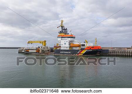Stock Photo - "Coast Guard boat, island of Heligoland, Schleswig-Holstein, Germany, Europe". Fotosearch