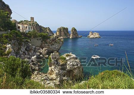 Picture - "Coast of Scopello, Castellammare del Golfo, Province of Trapani, Sicily, Italy, Europe". Fotosearch