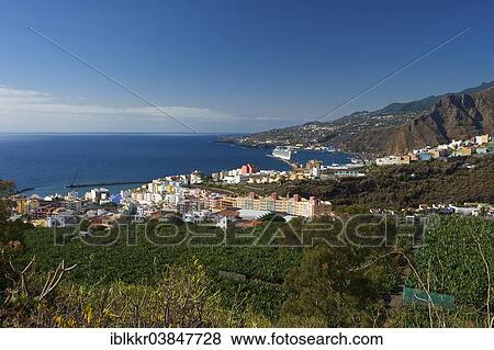 Stock Photo - "Coast with Santa Cruz de la Palma, La Palma, Canary Islands, Spain, Europe". Fotosearch