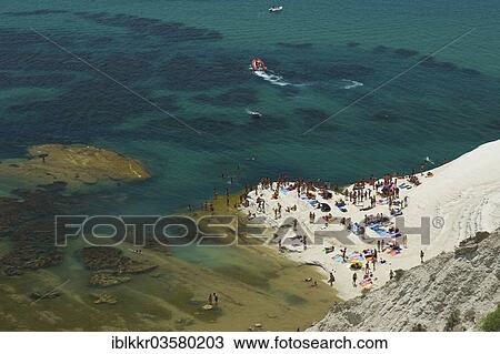 Stock Image - "Coast with the cliffs of Scala dei Turchi, Lido Rossello, Province of Agrigento, Sicily, Italy, Europe". Fotosearch