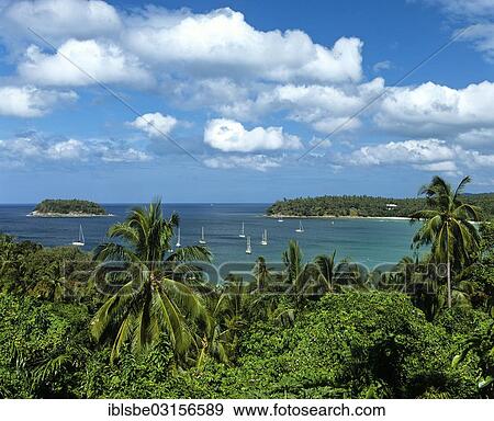 Stock Photo - "Coastal landscape, Kata Beach and the island of Ko Pu, Phuket, Phuket Province, Thailand, Asia". Fotosearch