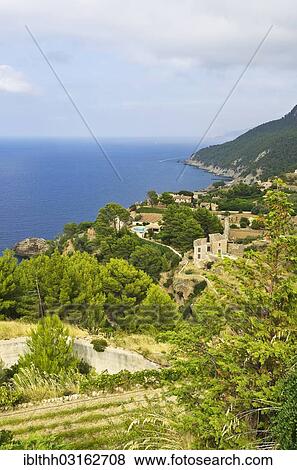 "Coastal landscape of the Serra de Tramuntana, UNESCO World Heritage Site, Estellencs, Sierra de Tramuntana, Majorca, Balearic Islands, Spain, Europe" View Large Photo Image Stock Photo - "Coastal landscape of the Serra de Tramuntana, UNESCO World Heritage Site, Estellencs, Sierra de Tramuntana, Majorca, Balearic Islands, Spain, Europe". Fotosearch