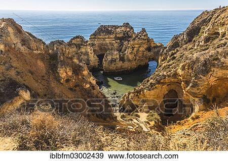 "Coastal landscape, rocky shore, Ponta da Piedade, Lagos, Algarve, Portugal, Europe" View Large Photo Image Stock Photo - "Coastal landscape, rocky shore, Ponta da Piedade, Lagos, Algarve, Portugal, Europe". Fotosearch