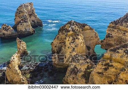 "Coastal landscape, rocky shore, Ponta da Piedade, Lagos, Algarve, Portugal, Europe" View Large Photo Image Stock Photo - "Coastal landscape, rocky shore, Ponta da Piedade, Lagos, Algarve, Portugal, Europe". Fotosearch