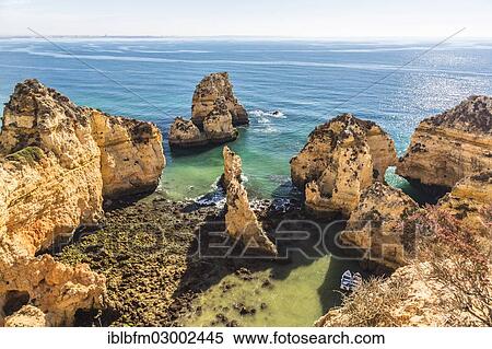 "Coastal landscape, rocky shore, Ponta da Piedade, Lagos, Algarve, Portugal, Europe" View Large Photo Image Stock Photography - "Coastal landscape, rocky shore, Ponta da Piedade, Lagos, Algarve, Portugal, Europe". Fotosearch
