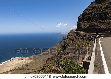 "Coastal road on the cliff coast, Gran Canaria, Kanarische Inseln, Casas deTirma de San Nicolas, Spain, Europe" View Large Photo Image Stock Photo - "Coastal road on the cliff coast, Gran Canaria, Kanarische Inseln, Casas deTirma de San Nicolas, Spain, Europe". Fotosearch
