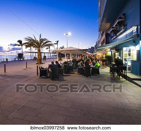 "Coastal town of Puerto De Naos with restaurants in the evening, La Palma, Canary Islands, Spain, Europe" View Large Photo Image Stock Photo - "Coastal town of Puerto De Naos with restaurants in the evening, La Palma, Canary Islands, Spain, Europe". Fotosearch