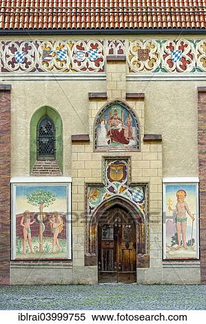 "Coat of arms frieze, Gothic frescoes of Adam and Eve and St. Onuphrius, castle chapel in the courtyard of the former moated castle Schloss Blutenburg, Munich, Upper Bavaria, Bavaria, Germany, Europe" View Large Photo Image Stock Photography - "Coat of arms frieze, Gothic frescoes of Adam and Eve and St. Onuphrius, castle chapel in the courtyard of the former moated castle Schloss Blutenburg, Munich, Upper Bavaria, Bavaria, Germany, Europe". Fotosearch