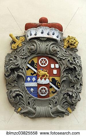 "Coat of arms of Lothar Franz von Schonborn on the former Jagdschloss hunting lodge, 1695 - 1705, today the tax office, Zeil am Main, Lower Franconia, Bavaria, Germany, Europe" View Large Photo Image Stock Photo - "Coat of arms of Lothar Franz von Schonborn on the former Jagdschloss hunting lodge, 1695 - 1705, today the tax office, Zeil am Main, Lower Franconia, Bavaria, Germany, Europe". Fotosearch