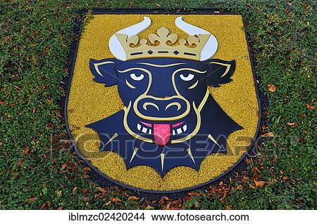 Coat of arms of Rehna, bull with its tongue sticking out, Freiheitsplatz square, Rehna, Mecklenburg-Western Pomerania, Germany, Europe View Large Photo Image Picture - Coat of arms of Rehna, bull with its tongue sticking out, Freiheitsplatz square, Rehna, Mecklenburg-Western Pomerania, Germany, Europe. Fotosearch