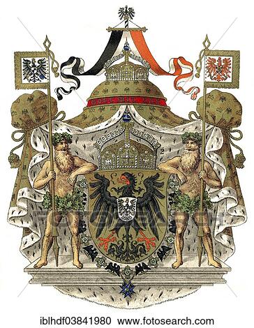 Stock Image - "Coat of Arms of the German Reich, imperial coat of arms of the German Emperor, historical illustration, 1894". Fotosearch