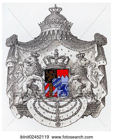 "Coat of Arms of the Kingdom of Bavaria, modern, illustration, Meyers Konversations-Lexikon encyclopedia, 1897" View Large Photo Image Stock Photo - "Coat of Arms of the Kingdom of Bavaria, modern, illustration, Meyers Konversations-Lexikon encyclopedia, 1897". Fotosearch