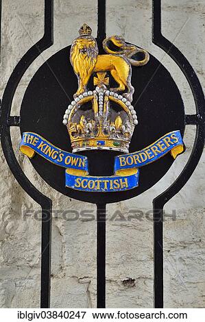 "Coat of arms of the King's Own Scottish Borderers infantry regiment, Kelso, Scottish Borders, Scotland, United Kingdom, Europe" View Large Photo Image Stock Photo - "Coat of arms of the King's Own Scottish Borderers infantry regiment, Kelso, Scottish Borders, Scotland, United Kingdom, Europe". Fotosearch