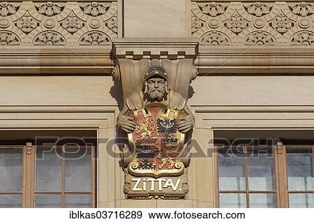 "Coat of arms of the Lusatian League, six towns in Upper Lusatia, Zittau, New Town Hall, historic center, Gorlitz, Saxony, Germany, Europe" View Large Photo Image Stock Photo - "Coat of arms of the Lusatian League, six towns in Upper Lusatia, Zittau, New Town Hall, historic center, Gorlitz, Saxony, Germany, Europe". Fotosearch