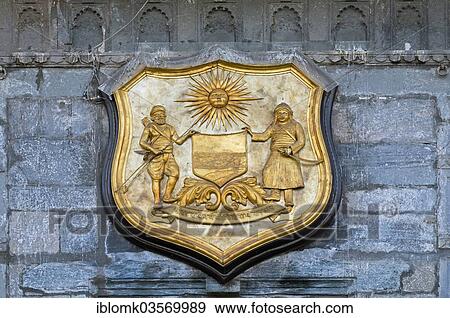 "Coat of arms of the Maharana of Udaipur and Mewar, City Palace of the Maharana of Udaipur, Udaipur, Rajasthan, India, Asia" View Large Photo Image Stock Photo - "Coat of arms of the Maharana of Udaipur and Mewar, City Palace of the Maharana of Udaipur, Udaipur, Rajasthan, India, Asia". Fotosearch
