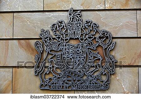 Picture - "Coat of arms of the United Kingdom and the dominions of the British crown on the wall of the British Embassy in Berlin, Mitte, Berlin, Berlin, Germany, Europe". Fotosearch