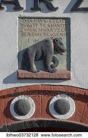 "Coat of Arms with bear-relief and inscription, historical Gasthof Schwarzer Baer guesthouse, Weimar, Thuringia, Germany, Europe" View Large Photo Image Stock Photo - "Coat of Arms with bear-relief and inscription, historical Gasthof Schwarzer Baer guesthouse, Weimar, Thuringia, Germany, Europe". Fotosearch