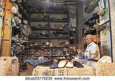 Stock Photo - "Cobbler, Vakil Bazaar, Shiraz, Fars Province, Persia, Iran, Asia". Fotosearch