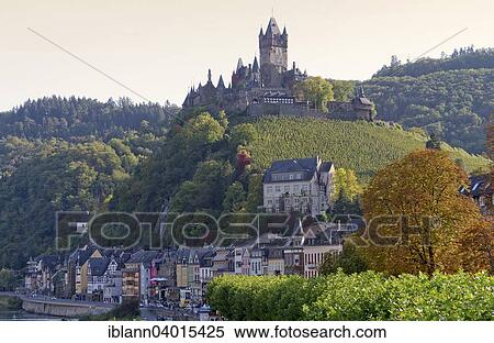 Stock Photography - "Cochem Castle, Cochem, Moselle, Rhineland-Palatinate, Germany, Europe". Fotosearch