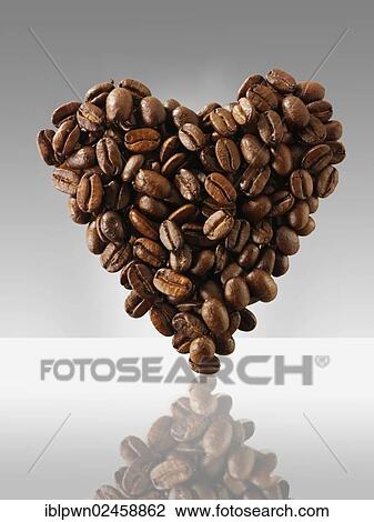 Stock Image - Coffee beans in a heart shape. Fotosearch