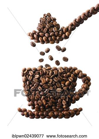 Coffee beans in the shape of a coffee cup View Large Photo Image Stock Photo - Coffee beans in the shape of a coffee cup. Fotosearch
