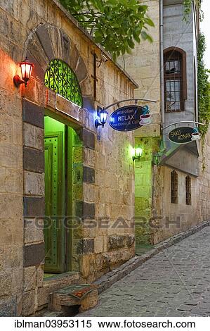 Stock Photography - "Coffee shop in Bey Mallahesi, old town, Gaziantep, Southeastern Anatolia Region, Anatolia, Turkey, Asia". Fotosearch