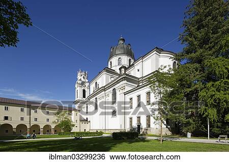 Stock Photograph - "Collegiate Church, Furtwaenglerpark, historic center, Salzburg, Salzburg State, Austria, Europe". Fotosearch