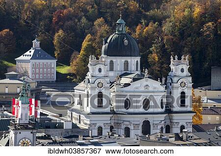 "Collegiate Church, view from Capuchin Mountain, Salzburg, Land Salzburg, Austria, Europe" View Large Photo Image Stock Photo - "Collegiate Church, view from Capuchin Mountain, Salzburg, Land Salzburg, Austria, Europe". Fotosearch