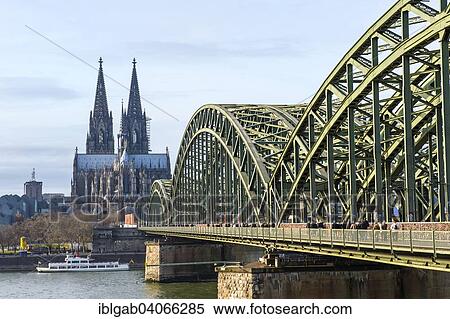 Stock Photography - "Cologne Cathedral and Hohenzollern bridge, Cologne, North Rhine-Westphalia, Germany, Europe". Fotosearch
