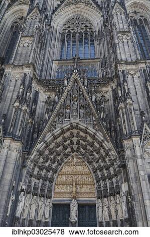 Stock Photo - "Cologne Cathedral, west facade, main portal, Koln Rheinland, Cologne, Rhineland, North Rhine-Westphalia, Germany, Europe". Fotosearch