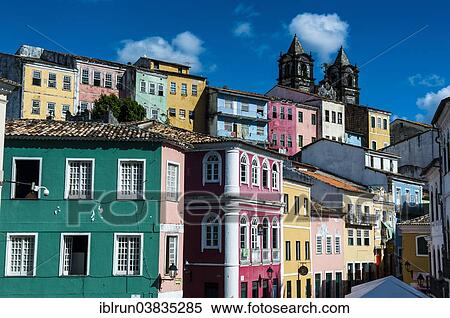 Stock Photography - "Colonial architecture in the Pelourinho, Salvador da Bahia, Brazil, South America". Fotosearch