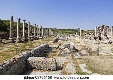 "Colonnaded street, ancient city of Perge, Perge, Aksu, Turkish Riviera, Province of Antalya, Mediterranean Region, Turkey, Asia" View Large Photo Image Stock Photo - "Colonnaded street, ancient city of Perge, Perge, Aksu, Turkish Riviera, Province of Antalya, Mediterranean Region, Turkey, Asia". Fotosearch